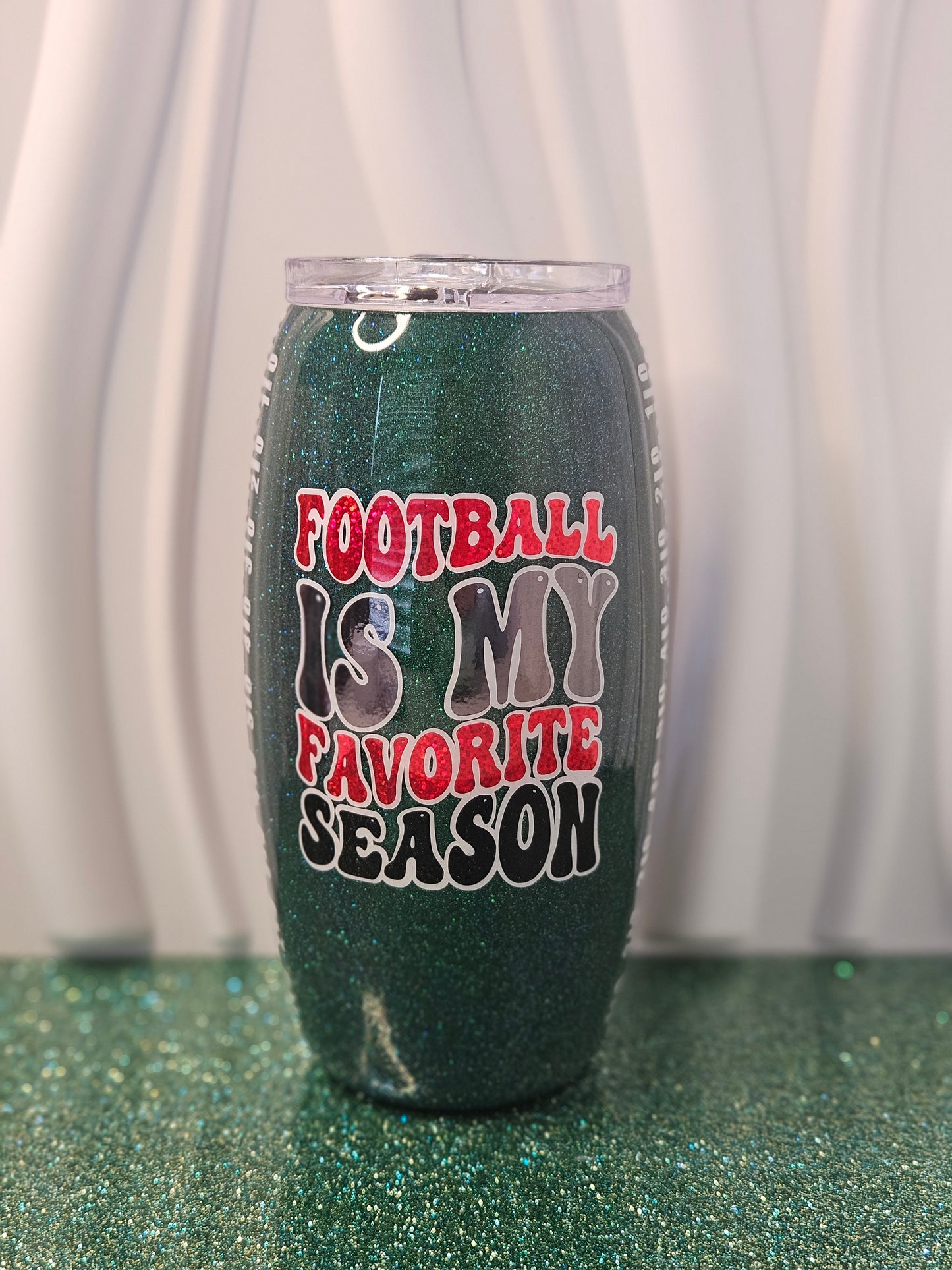 Football 25oz Glitter Tumbler