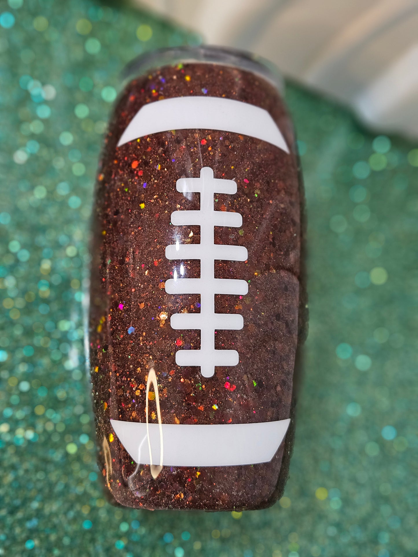 Football 25oz Glitter Tumbler