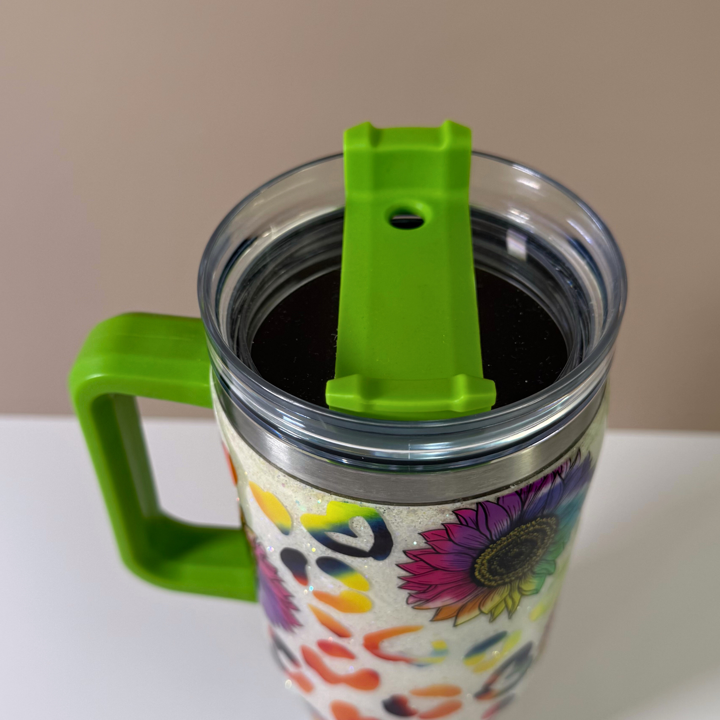 Sunflower Leopard Glitter 40oz Insulated Tumbler