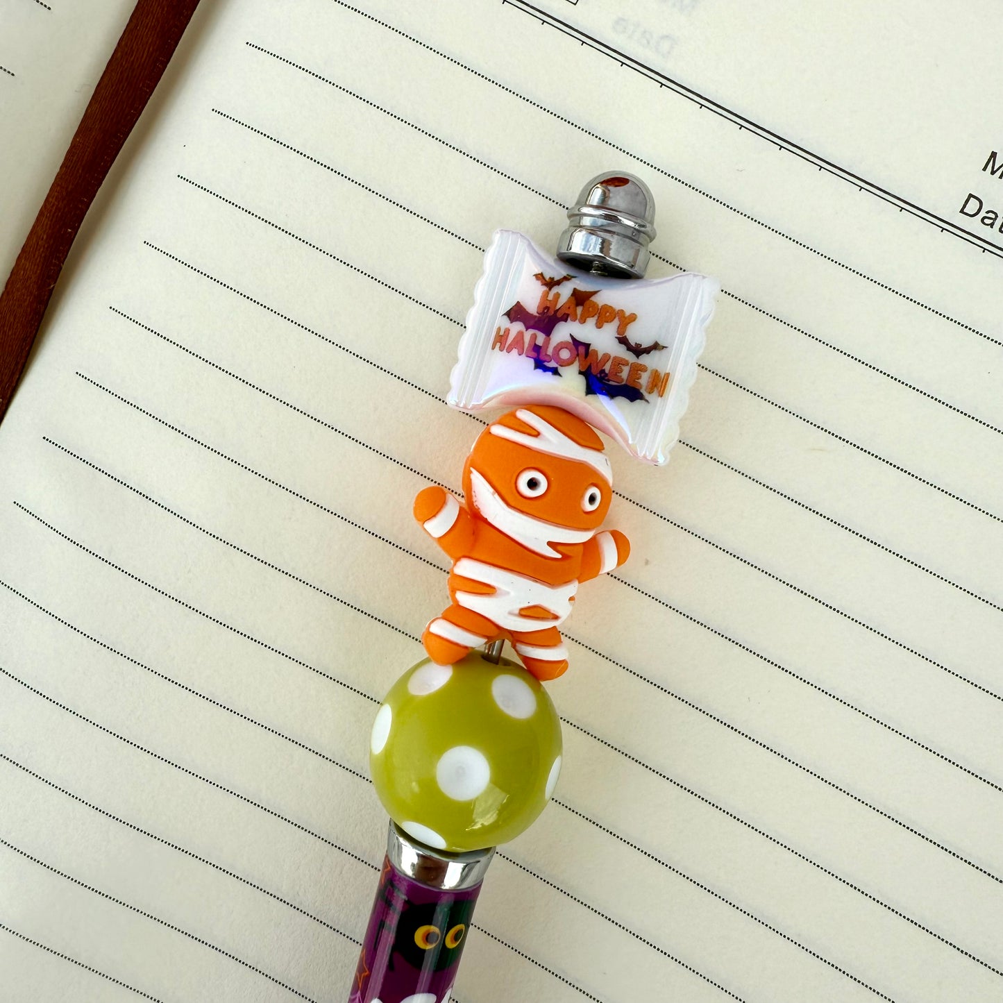 Orange Mummy Beaded Pen