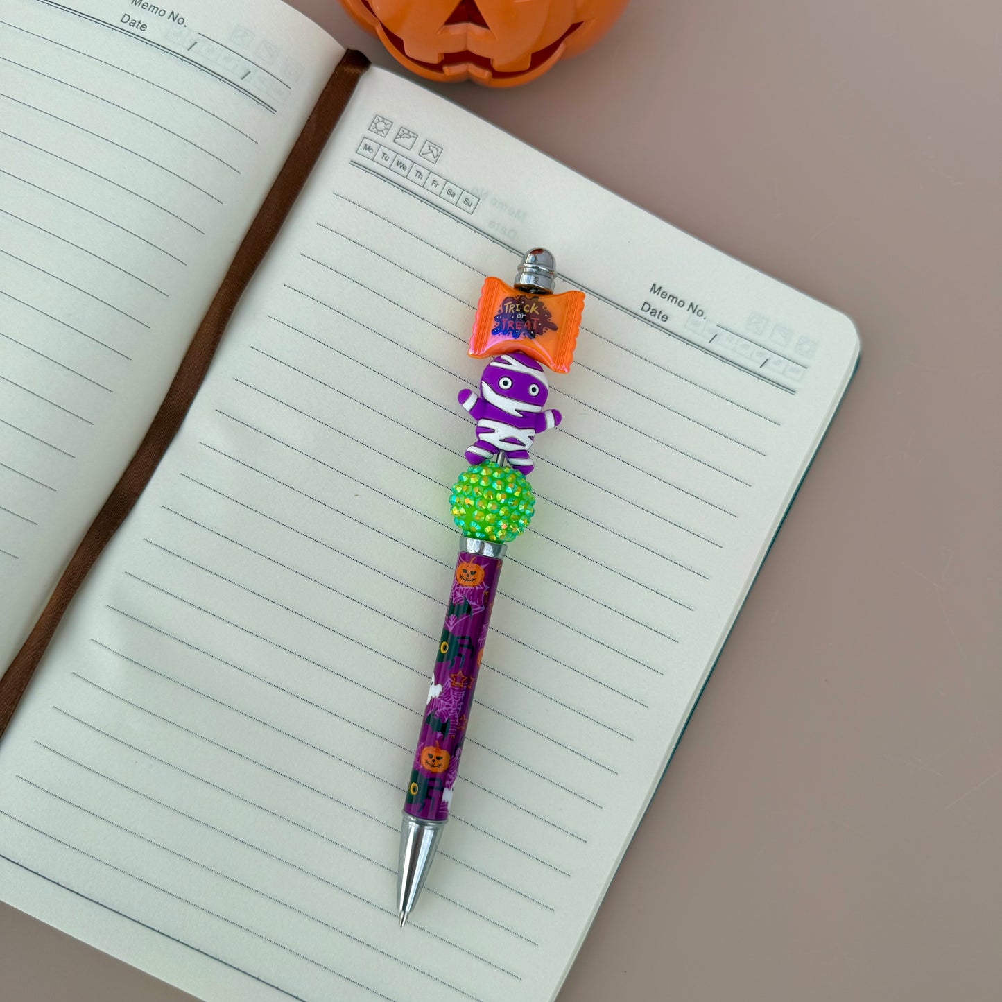 Purple Mummy Beaded Pen