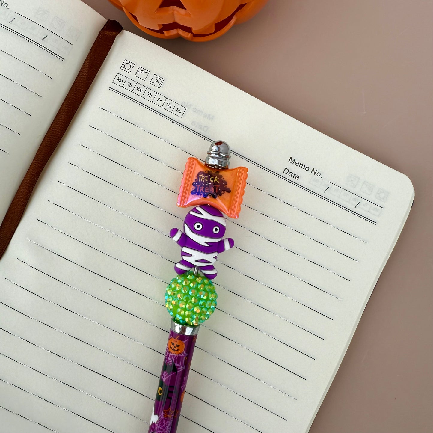 Purple Mummy Beaded Pen