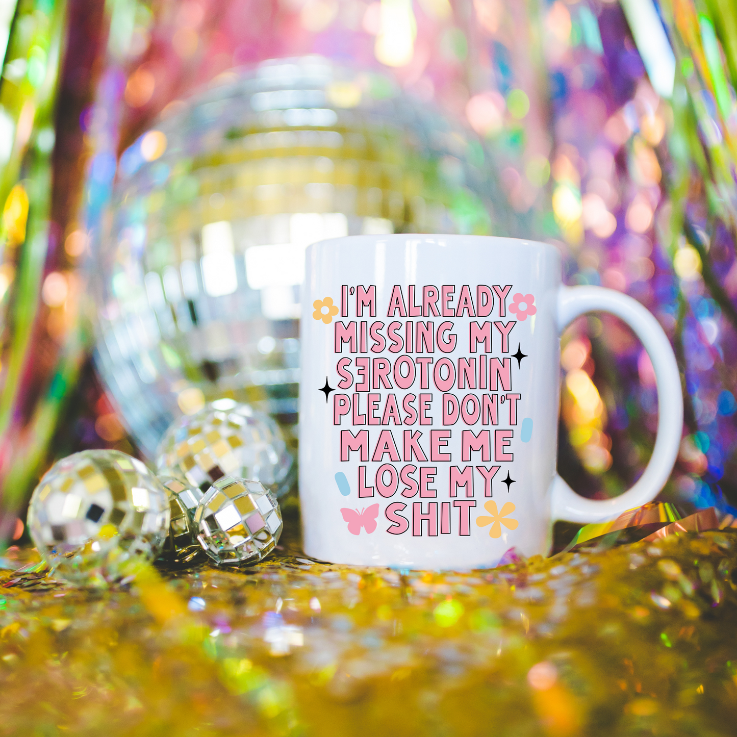 Funny Serotonin Mug: Groovy Retro Mental Health Gift