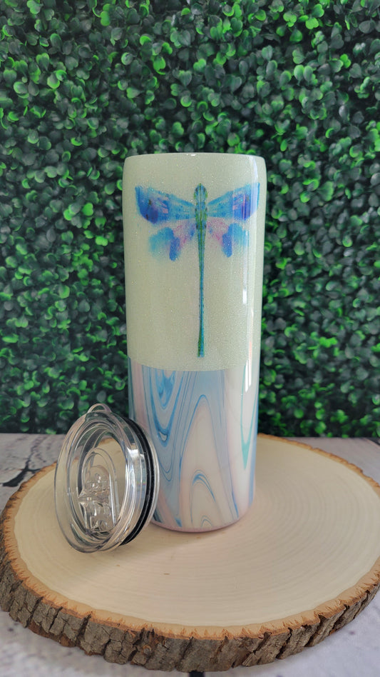 Pastel Dragonfly 20oz Glitter Tumbler