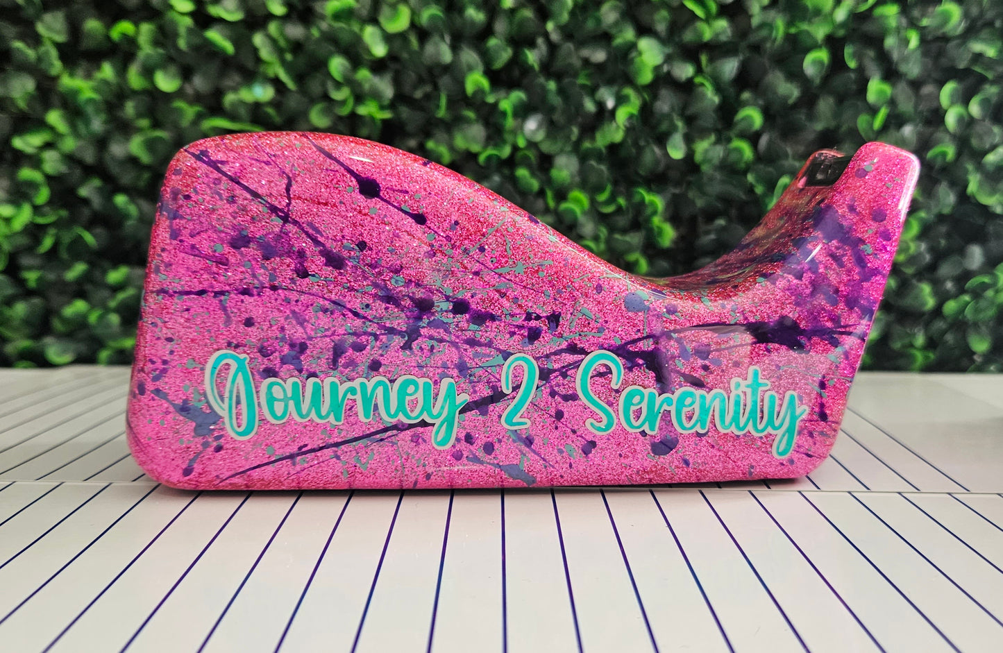 Personalized Pink Glitter Tape Dispenser With Paint Splashes