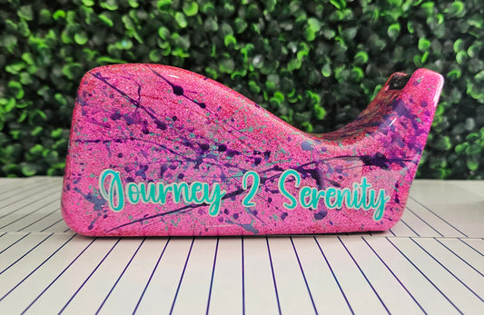 Personalized Pink Glitter Tape Dispenser With Paint Splashes