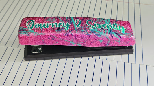 Personalized Pink Glitter Stapler With Paint Splashes