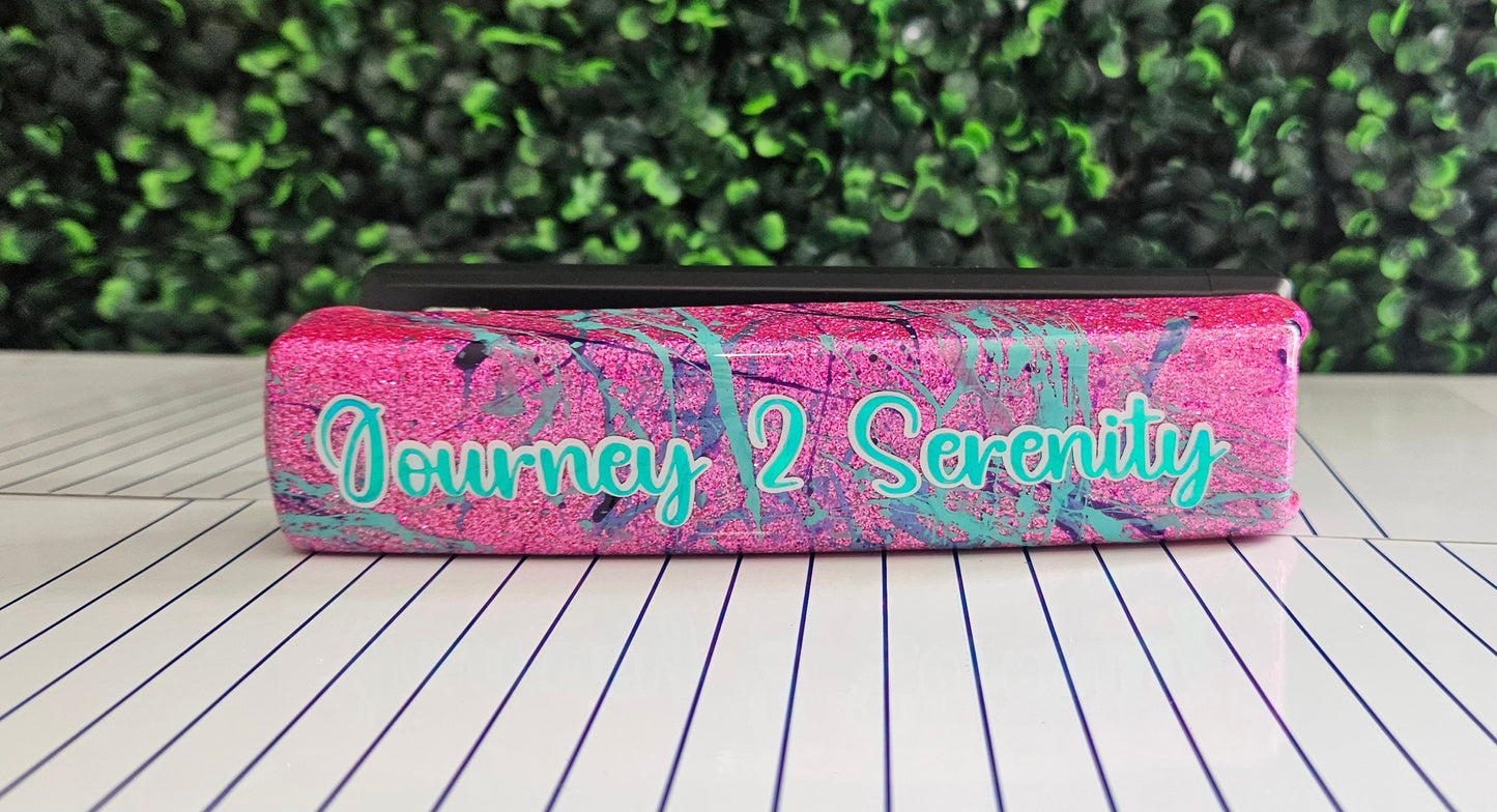 Personalized Pink Glitter Stapler With Paint Splashes