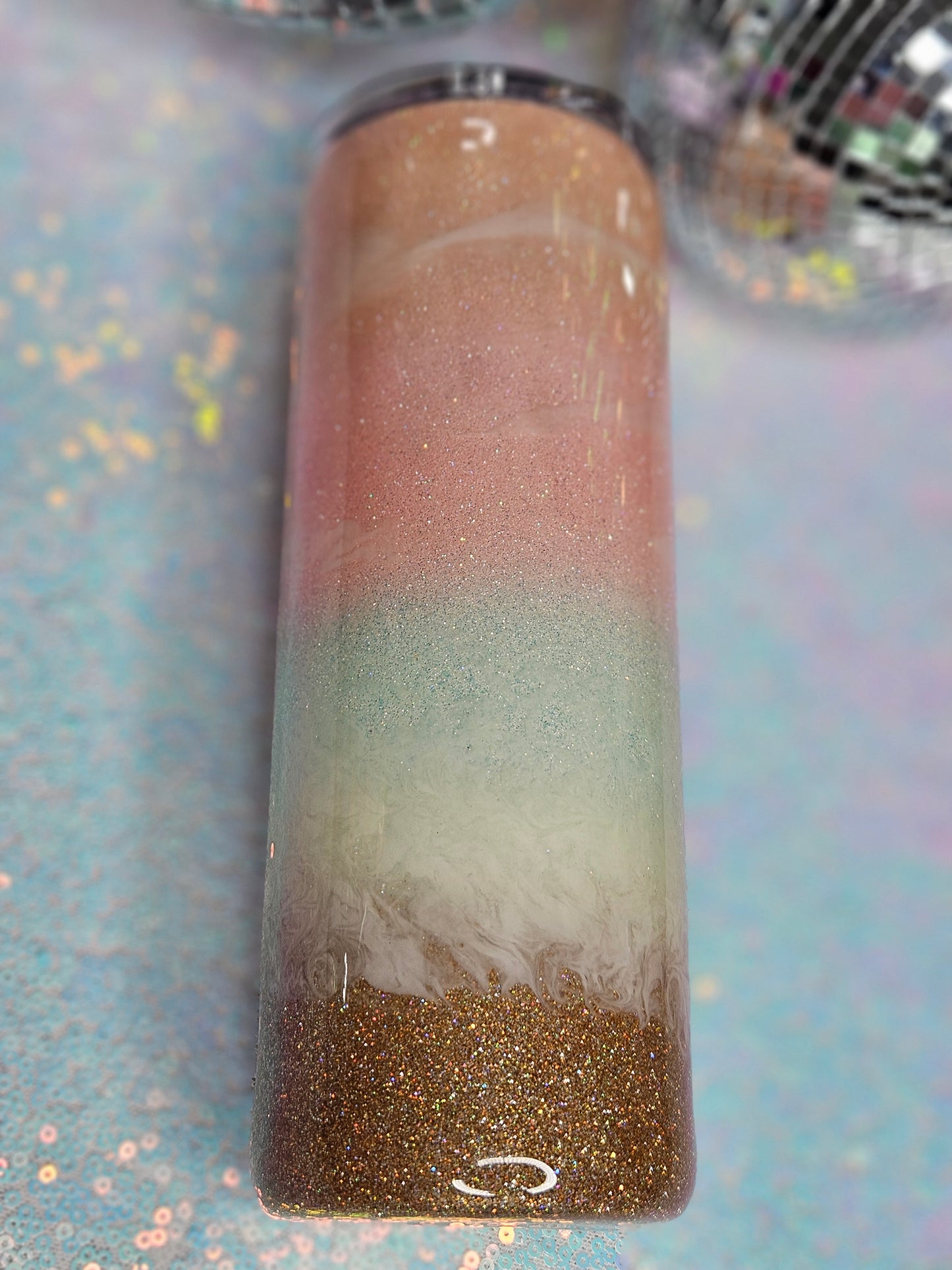 Pastel Beach Sunset 20oz Glitter Tumbler