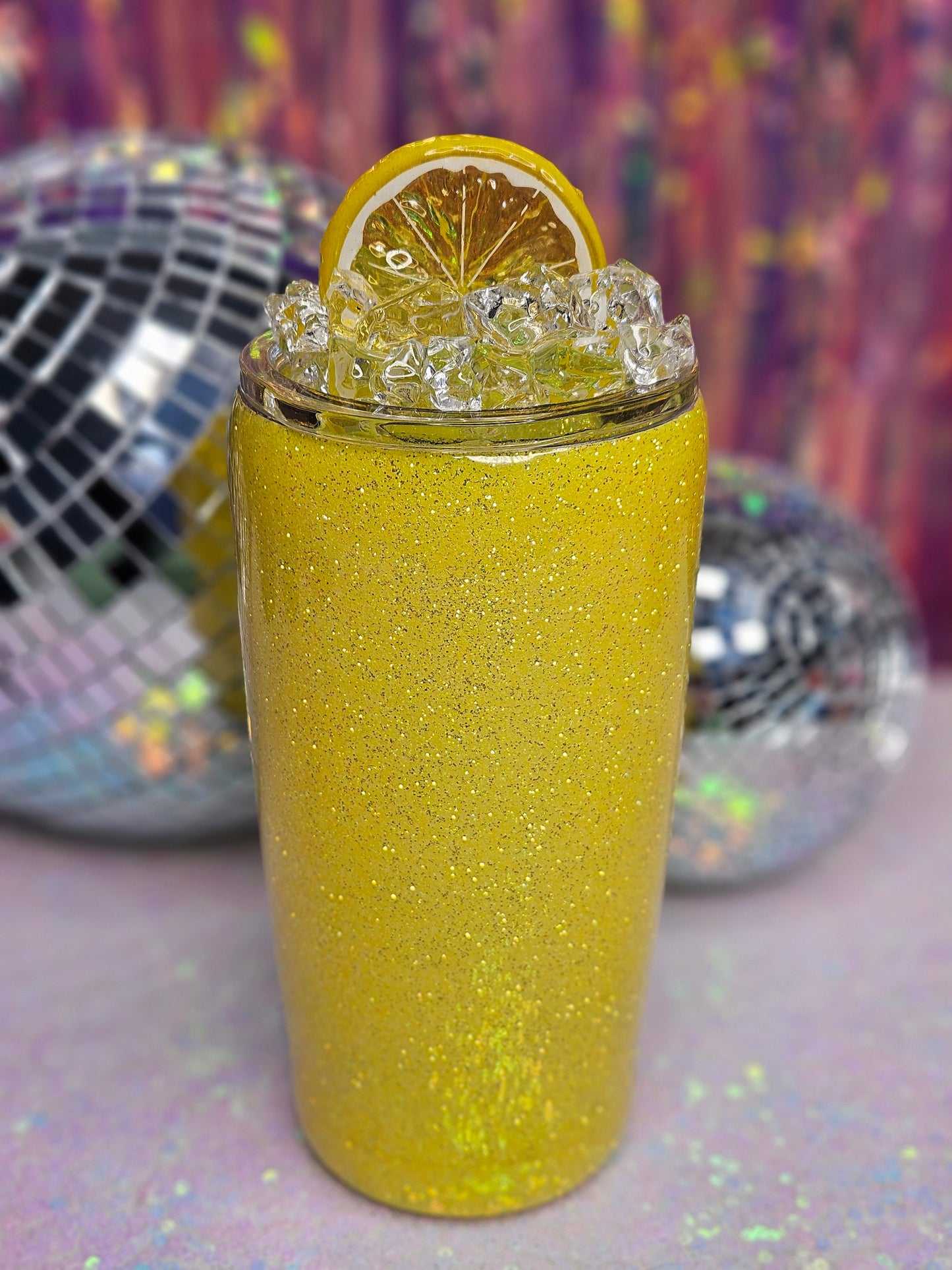 Lemonade 20oz Glitter Tumbler With Ice Topper