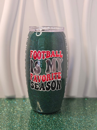 Football 25oz Glitter Tumbler