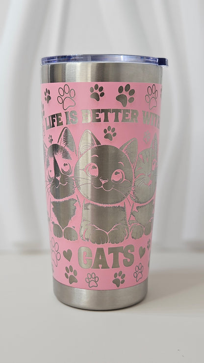 Life Is Better With Cats 20oz Engraved Tumbler