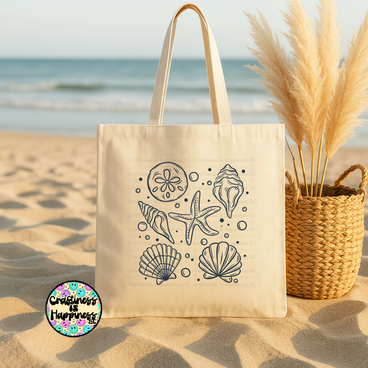 Blue Seashell Tote Bag