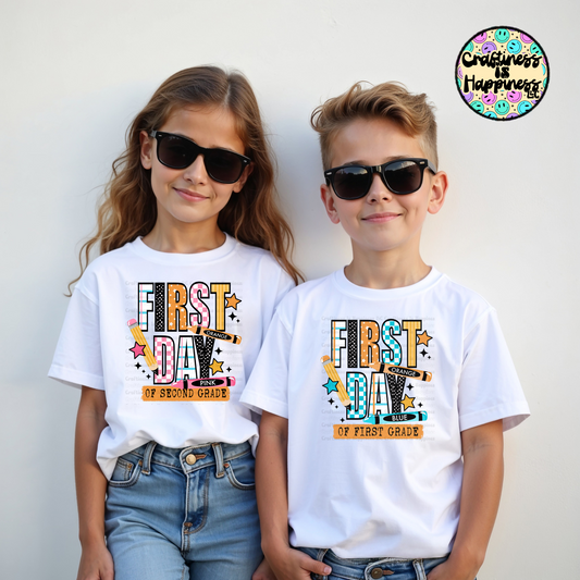 First Day Of School T-Shirt, Back To School Pre K- Fifth Grade