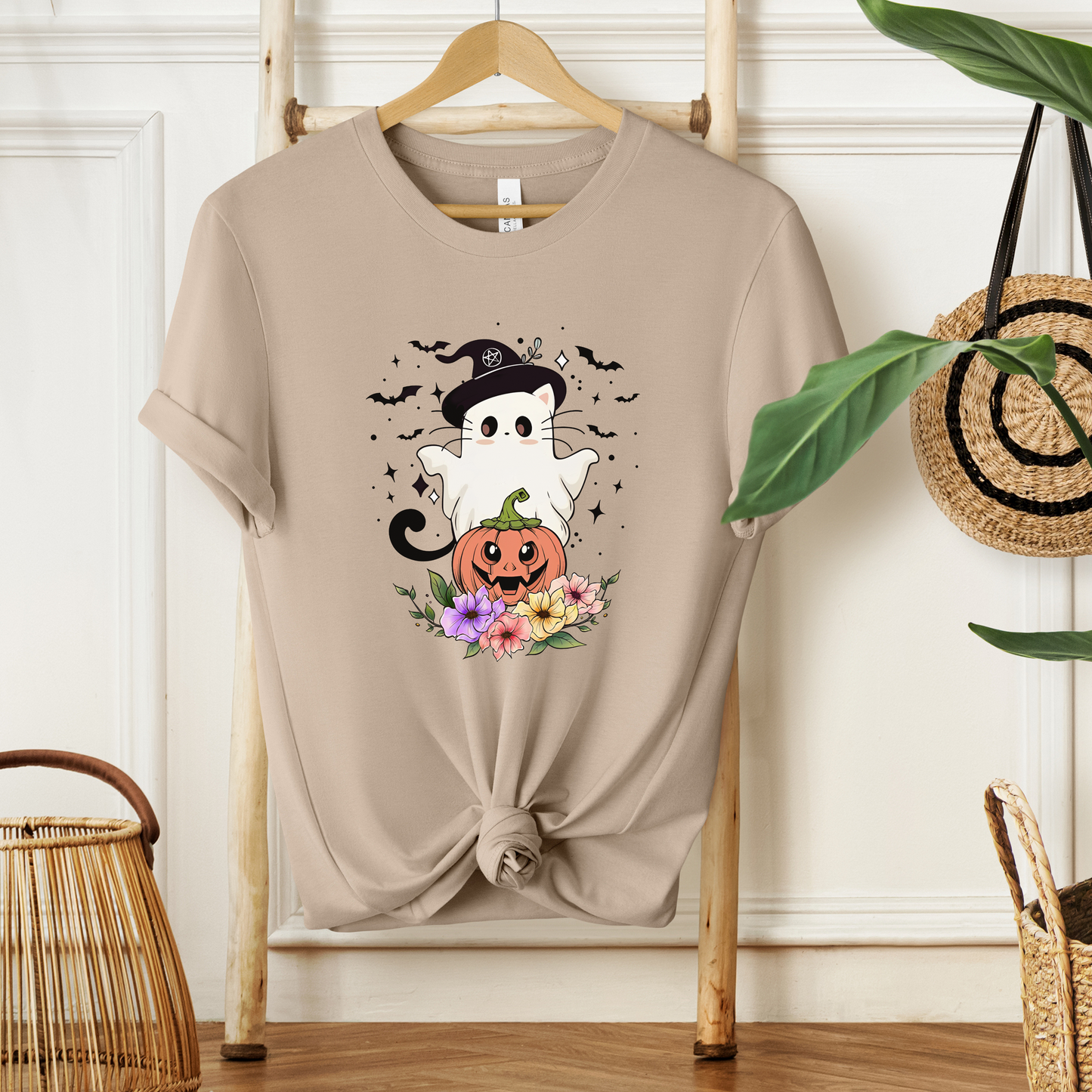 Cat Lover Halloween Ghost Graphic Tee