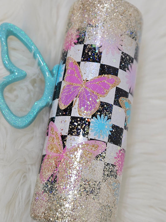 Butterfly 20oz Glitter Tumbler