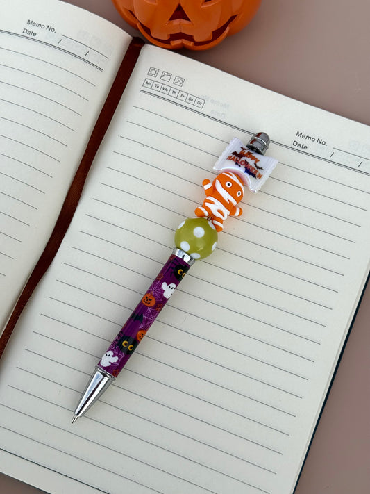 Orange Mummy Beaded Pen