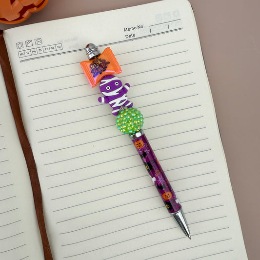 Purple Mummy Beaded Pen