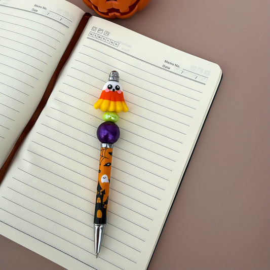 Candy Corn Ghost Beaded Pen