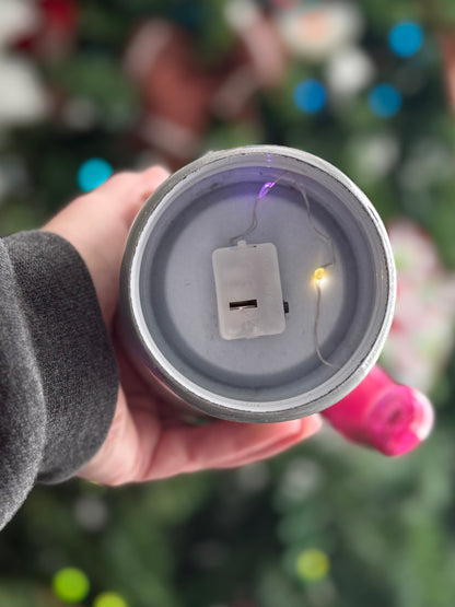 Light Up Christmas Lights 30oz Glitter Travel Mug