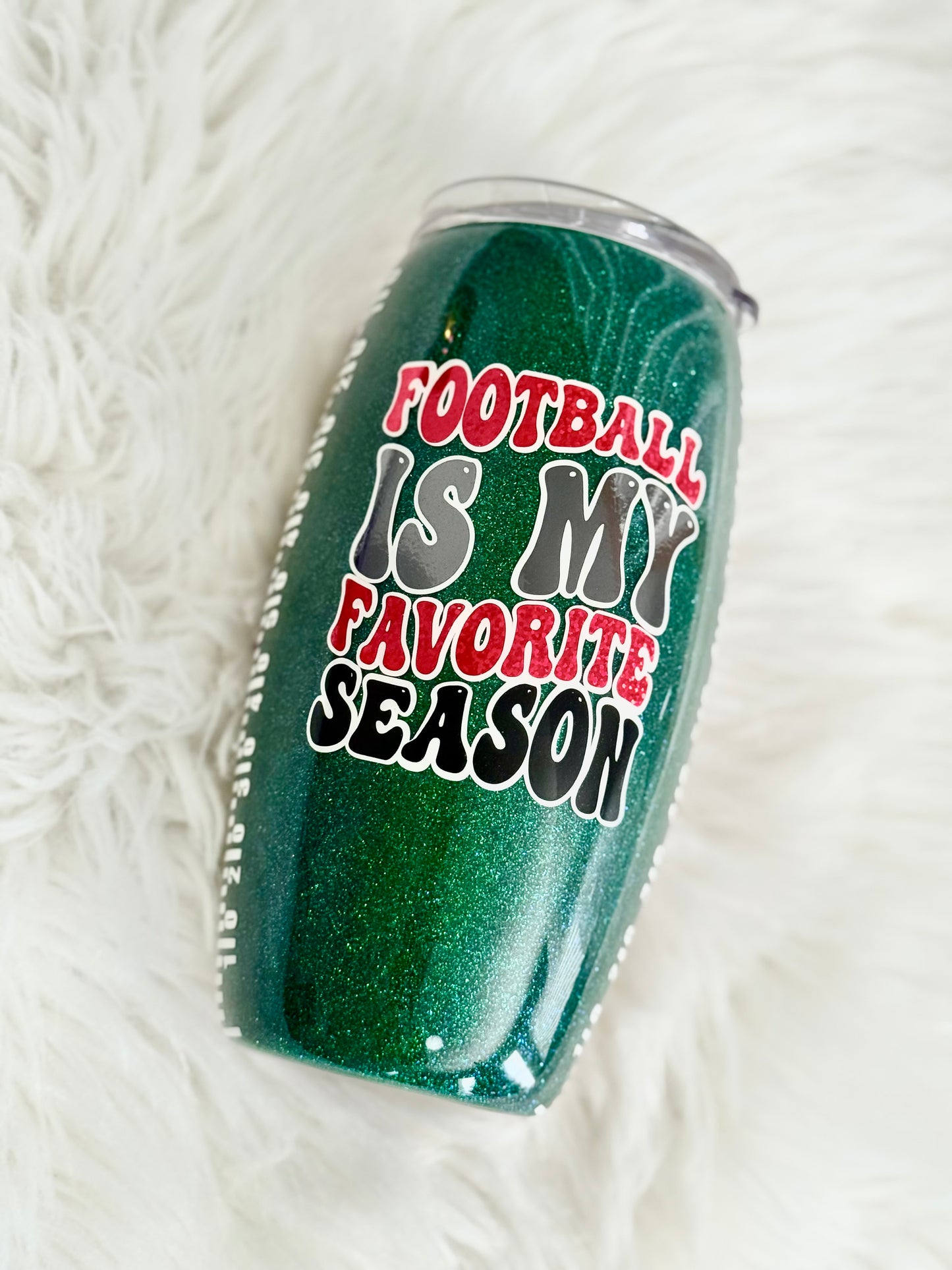 Red and Black Football 25oz Glitter Tumbler