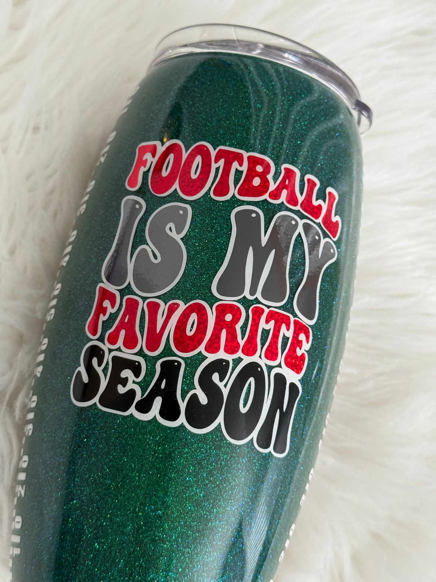 Red and Black Football 25oz Glitter Tumbler
