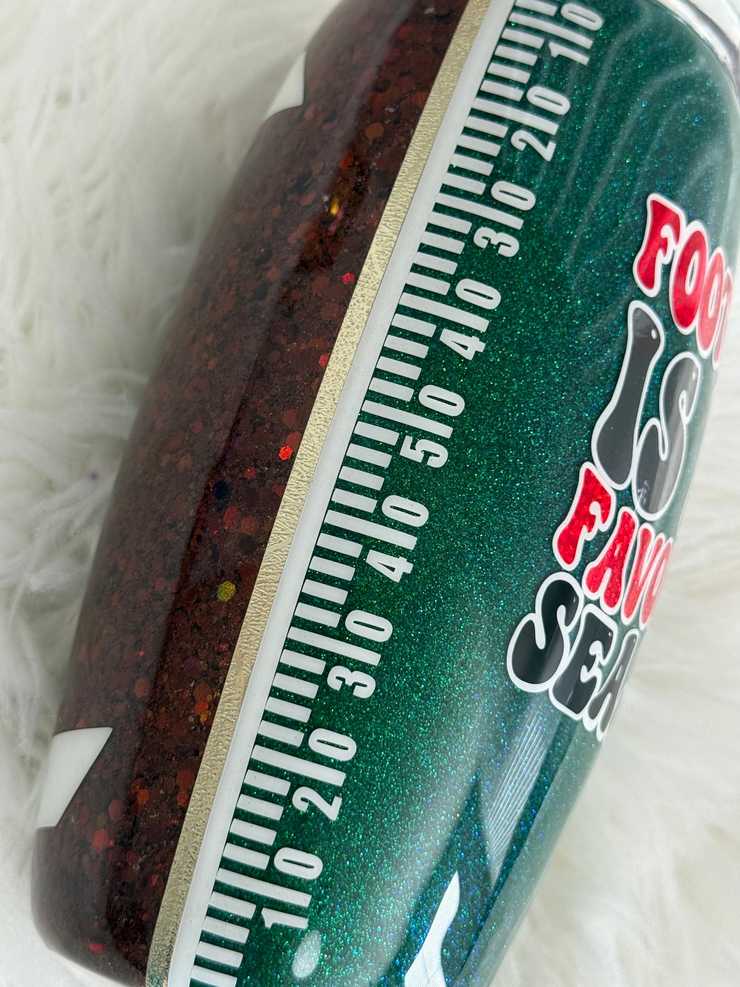 Red and Black Football 25oz Glitter Tumbler