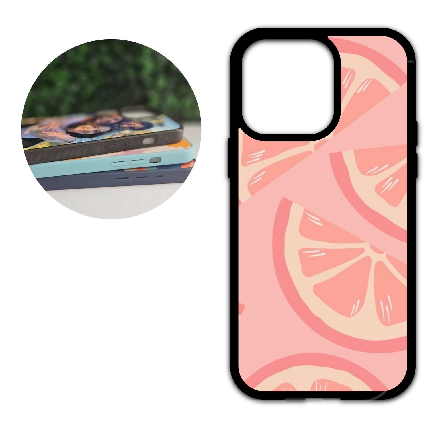 phone case with pink background and pink lemons