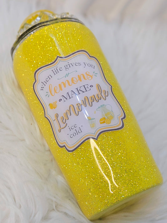 Lemonade 20oz Glitter Tumbler With Ice Topper