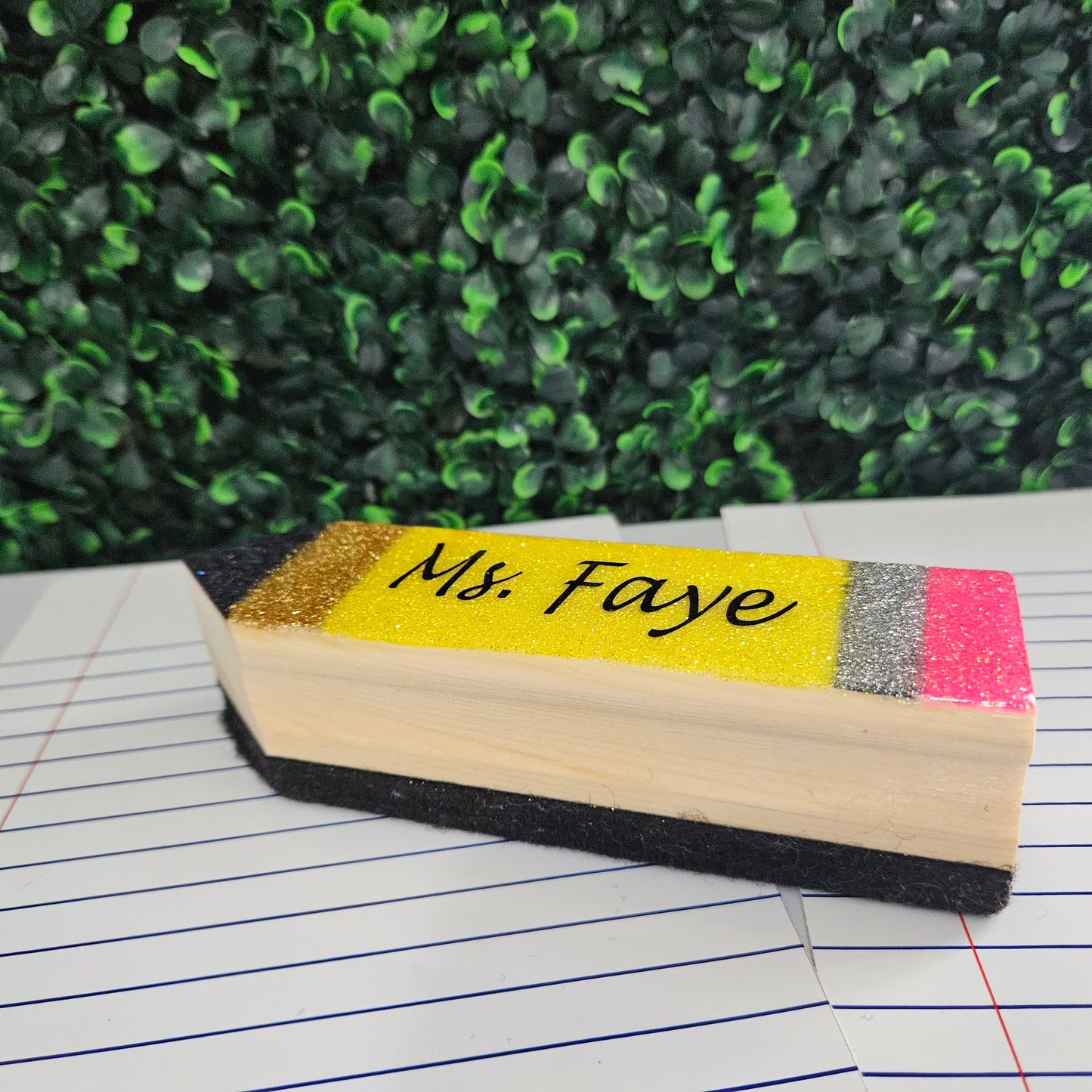 Wooden Personalized Glitter Chalkboard Eraser/ Teacher Gift