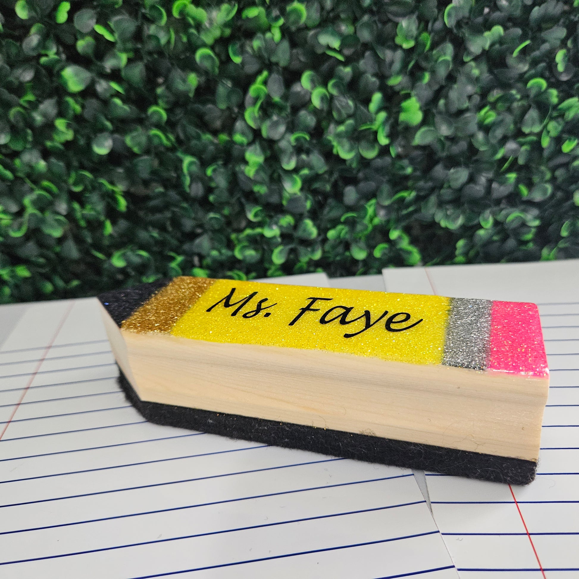 Wooden Personalized Glitter Chalkboard Eraser/ Teacher Gift