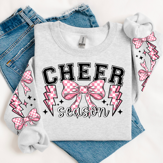 Pink Checkered Bow Cheer Season Sweatshirt