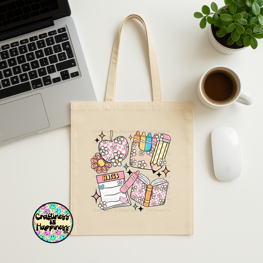 Retro School Supplies Tote Bag
